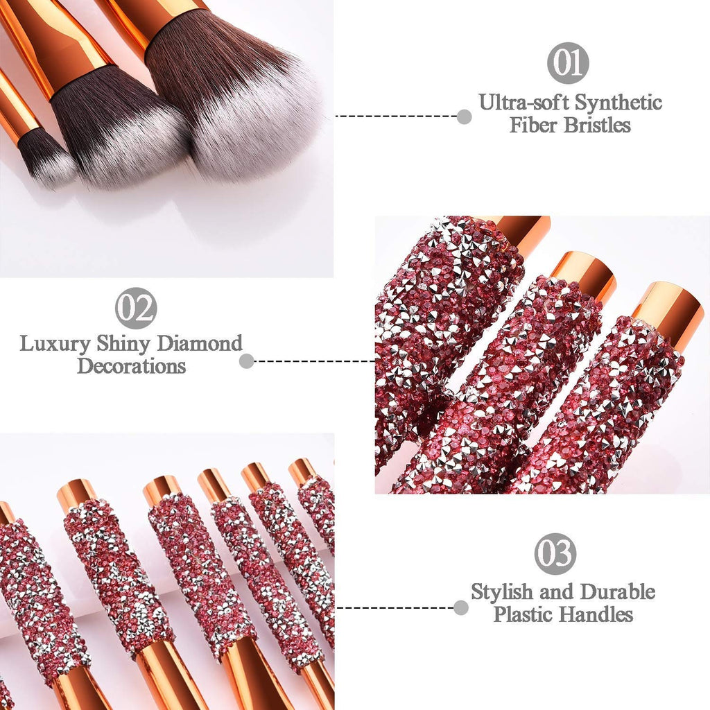 10 In 1  Diamond Inlaid Handmade Custom Makeup Brush