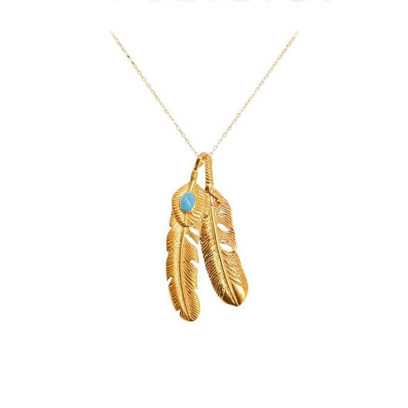 Personalized Mother Daughter Feather Necklace | 24K Gold Plated Meaningful Gift Jewelry