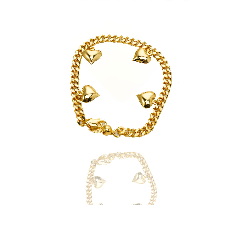 24K Gold Filled Multi Hearts Bracelet | Women's Jewelry