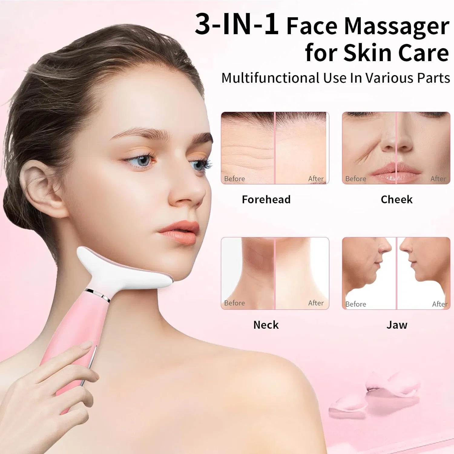 3-in-1 Neck & Face Massager | Thermal Vibration Skin Care Facial Massage Tool