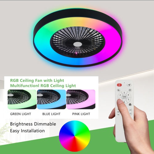 23" Smart Ceiling Fan with LED RGB Light | App & Remote Control