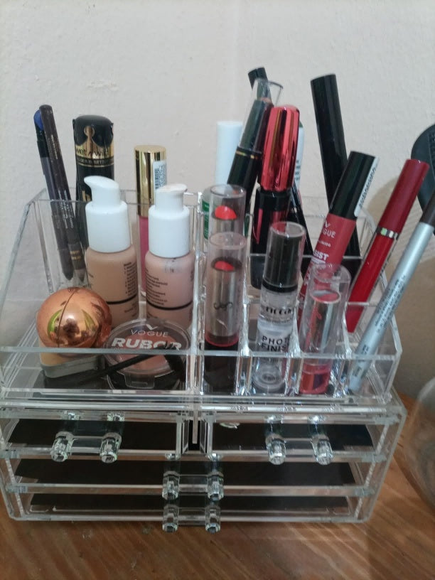 Clear Acrylic Clear Dustproof Makeup Storage, Organizer Drawers Large Skin Care Cosmetic Display Cases For Bathroom Stackable Storage Box With 4 Drawers For Vanity