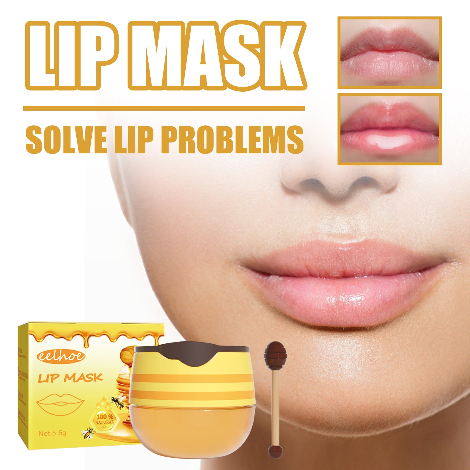 EELHOE Honey Lip Mask | Moisturizing & Exfoliating Lip Care Treatment
