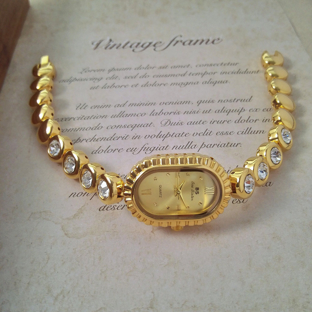 Womens Mid-century Light-luxury Jewelry Oval-arch Fashion Petite Watch