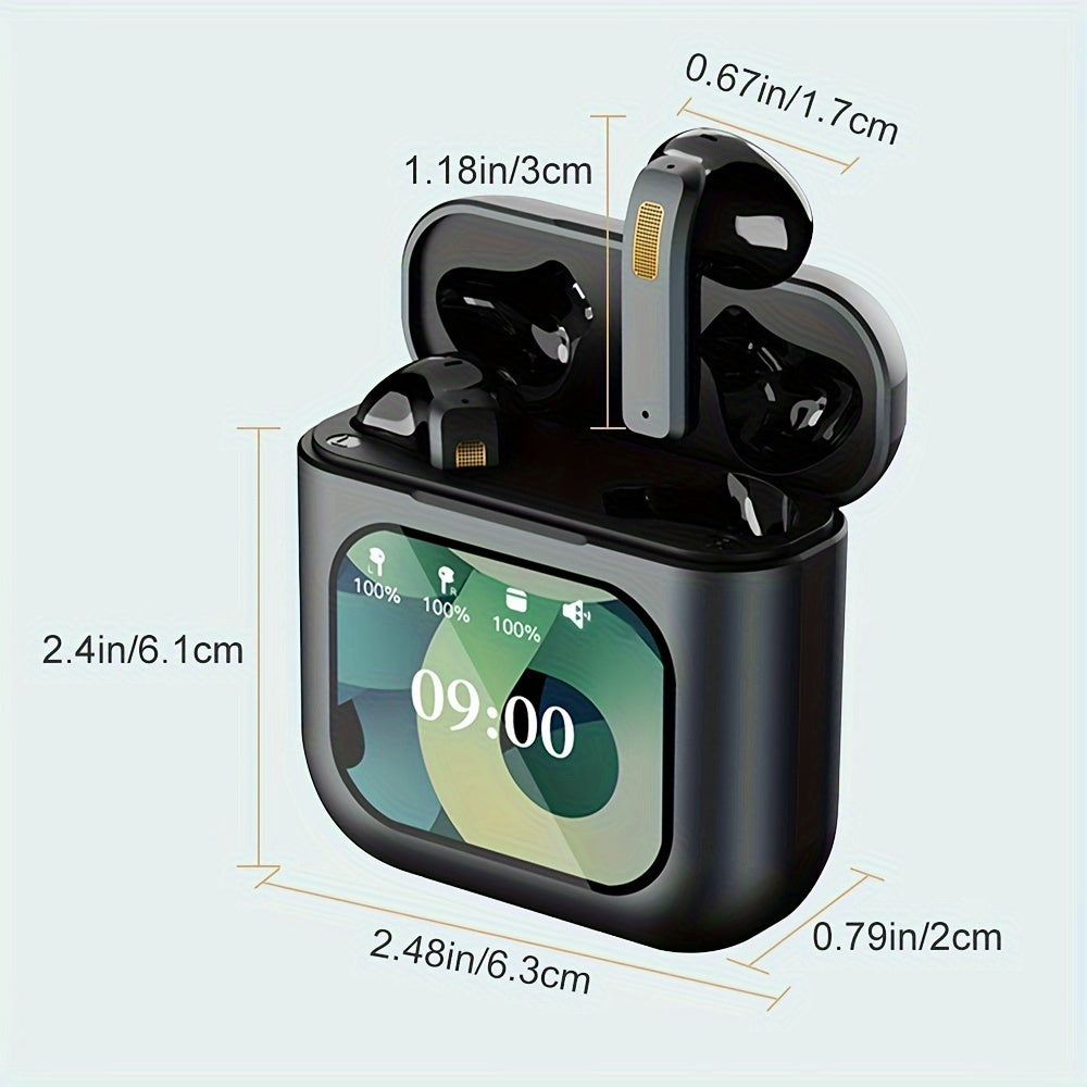 TWS Screen Display Wireless Active ANC Noise-canceling Earbuds, Smart Touch Screen Wireless Earbuds, Noise-canceling Wireless Earphones, Long Battery Life, Built-in SD Card With MP3 Playback