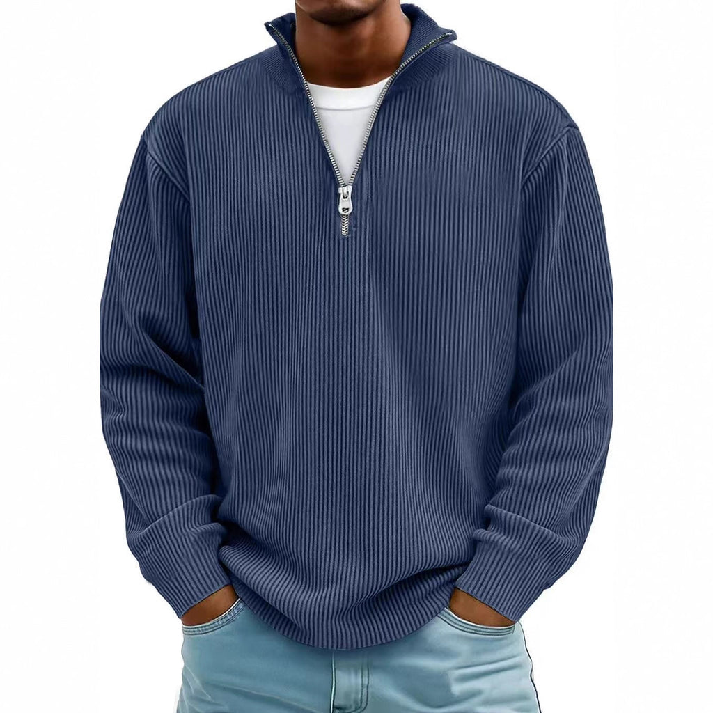 Men's Corduroy Zipper Stand Collar Sweatshirt | Warm Solid Color Long Sleeve Casual Top