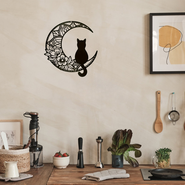 Bohemian Crescent Cat Wall Decor | Pet Theme Home Decoration & Holiday Gift