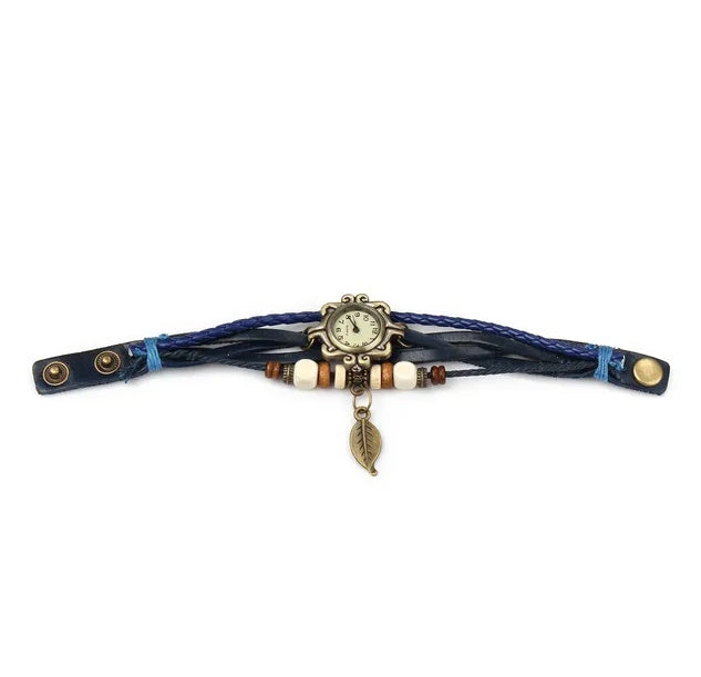 Bohemian Retro Handmade Leather Tree Leaf Women's Watch | Blue Boho Wristwatch 5 edfdb816-373c-4cbc-8042-cc535cf4424f FIOLKA BOUTIQUE