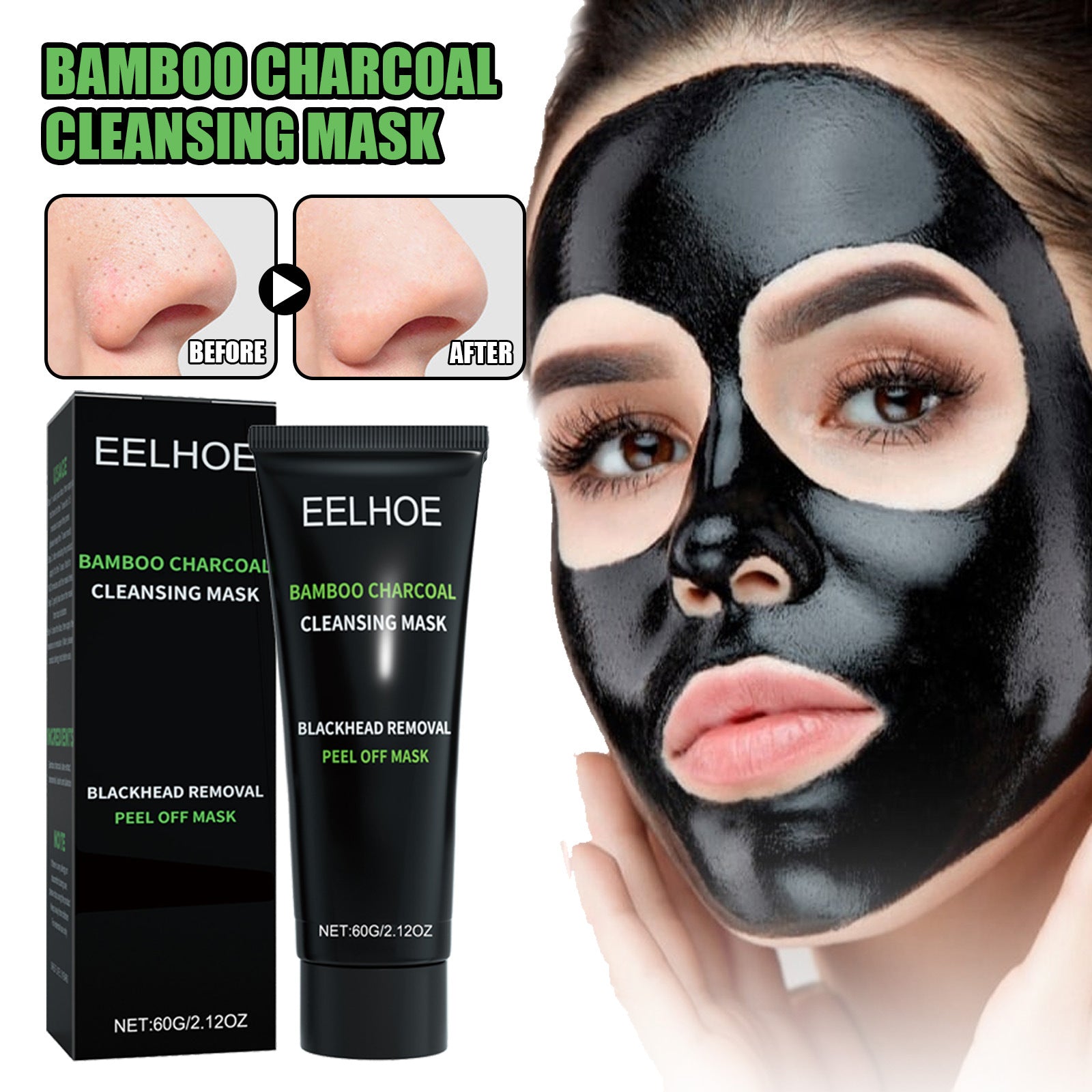 EELHOE Bamboo Charcoal Blackhead Removal Peel-Off Mask | Deep Pore Cleansing Face Mask