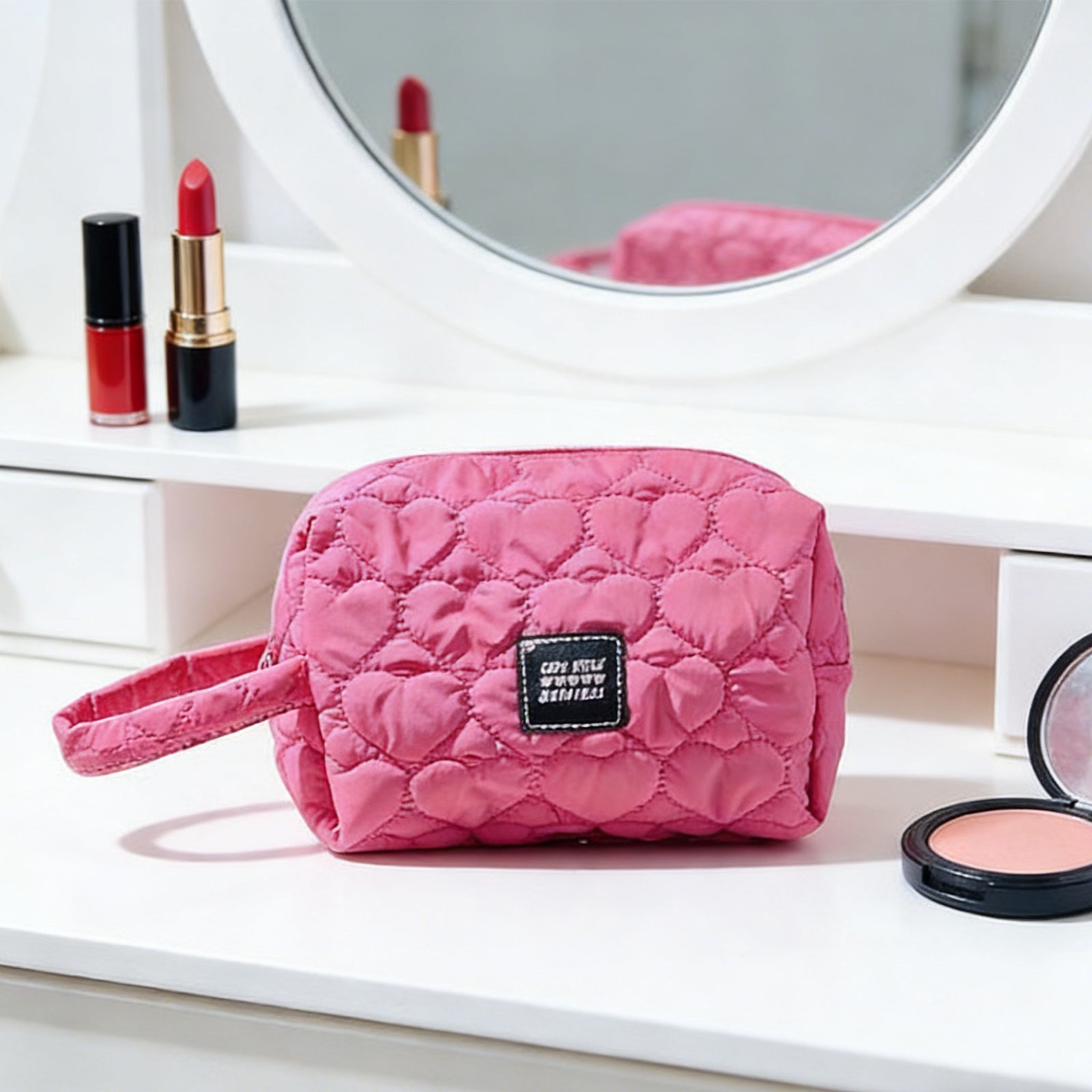 Fashion Portable Cosmetic Bag-Rose Red