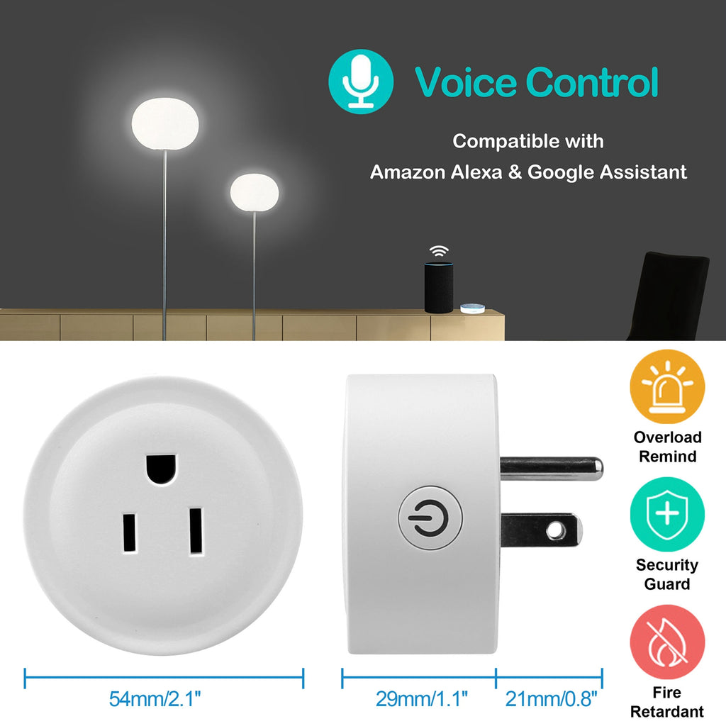 WiFi Smart Plug Outlet | App Remote & Voice Control Timer Compatible with Alexa & Google Home