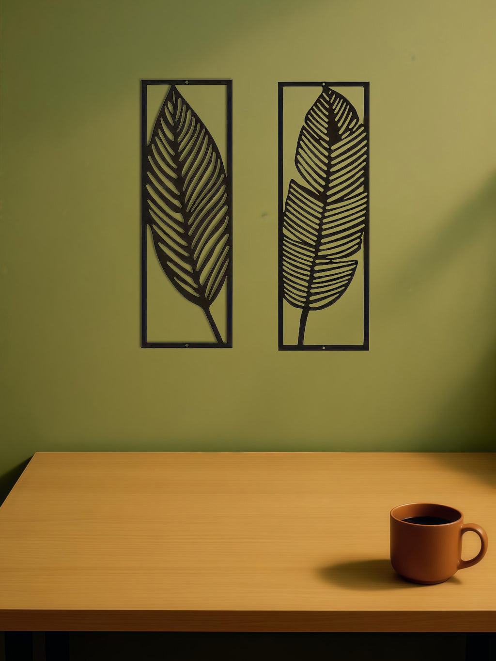 2-Pack Handmade Iron Leaf Wall Art | Rustic Nature-Inspired Decor