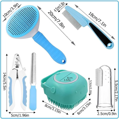 7pcs Pet Grooming Kit, Self-Cleaning Brush Shedding Kit With Nail Clipper, Flea Comb, Shampoo Bath Brush, Finger Toothbrush 5 f97555d1-1dd9-4ac5-8596-9db99f5ded64 FIOLKA BOUTIQUE