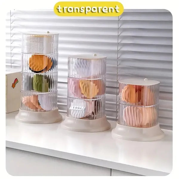 1pc Cosmetic Organizer, Plastic 360° Rotating Vanity Storage With Clips, Multi-Tiered For Makeup, Jewelry & Accessories, Freestanding Brushed Finish, <27 Inches Height, <3.2 Cubic Feet Capacity