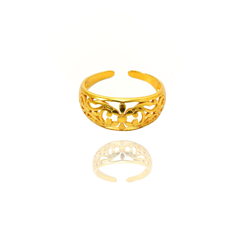 Adjustable Flower Ring | 24K Gold Sterling Jewelry for Women