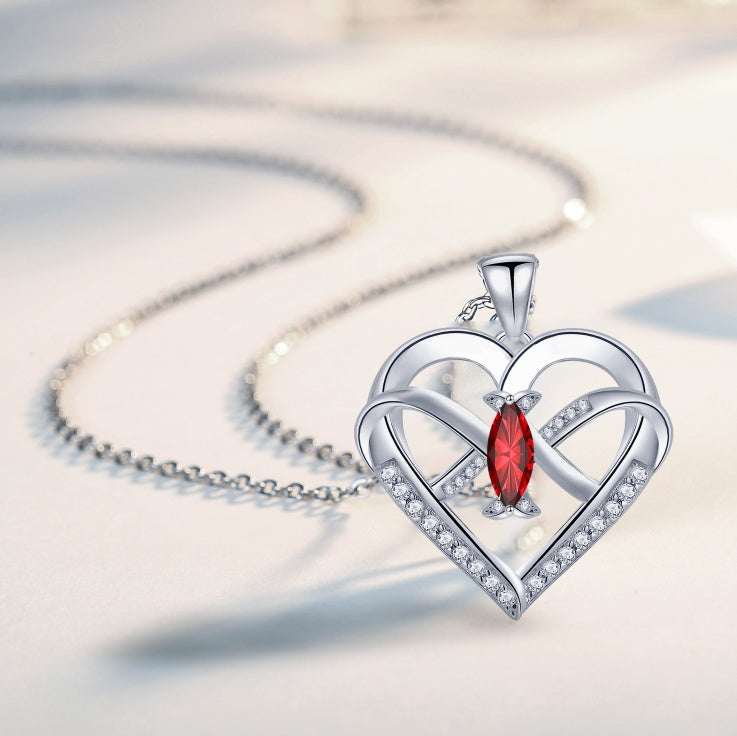 Emma Manor Heart Pendant Necklace | 14K White Gold Plated 5A CZ Infinity Butterfly Jewelry