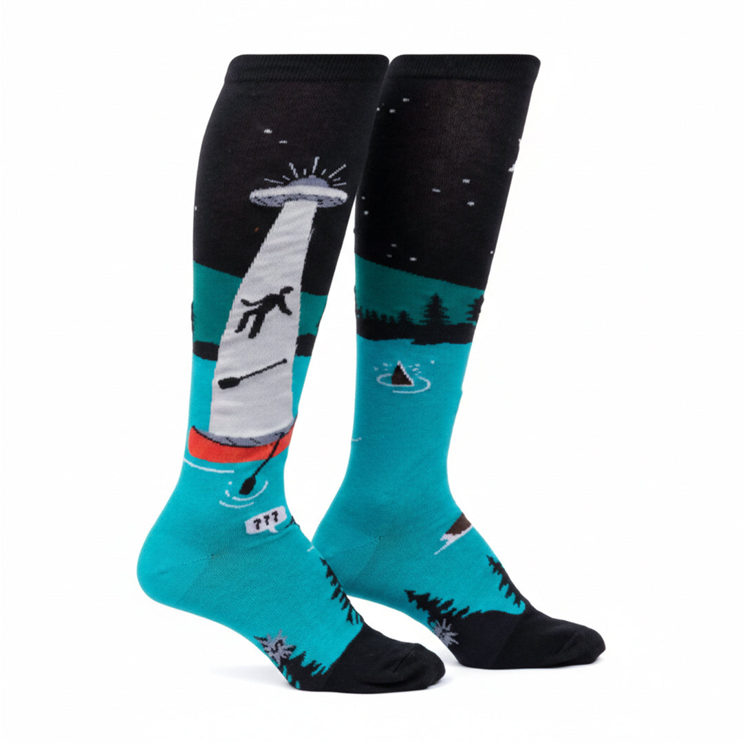 Women’s Out of Boaty Experience Alien Abduction Knee High Socks front_2 FIOLKA BOUTIQUE